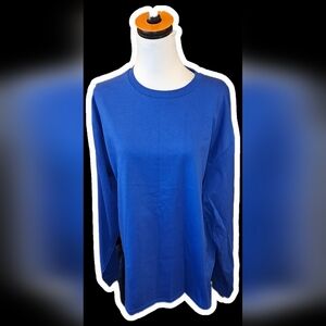 Hanes Men's Classic Blue Crew Neck Long Sleeve Tshirt